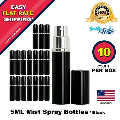 10-Pack   5ml Black Glass Spray Bottles - Refillable Perfume Atomizers