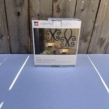 Set of 2 Metal Wall Sconces – Modern Vintage Candle Holders, Black