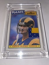 la rams jersey jim everett topps super rookie jersey fusion card football. rookie card picture