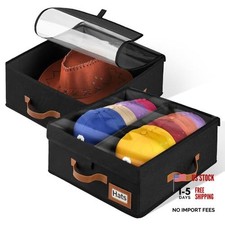 2-in-1 Stackable Hat Storage for Baseball Caps with Clear Lid, Holds 28 Black