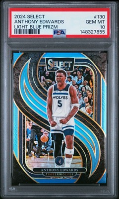 2024 Panini Select Anthony Edwards #130 Premier Light Blue Prizm /299 PSA 10