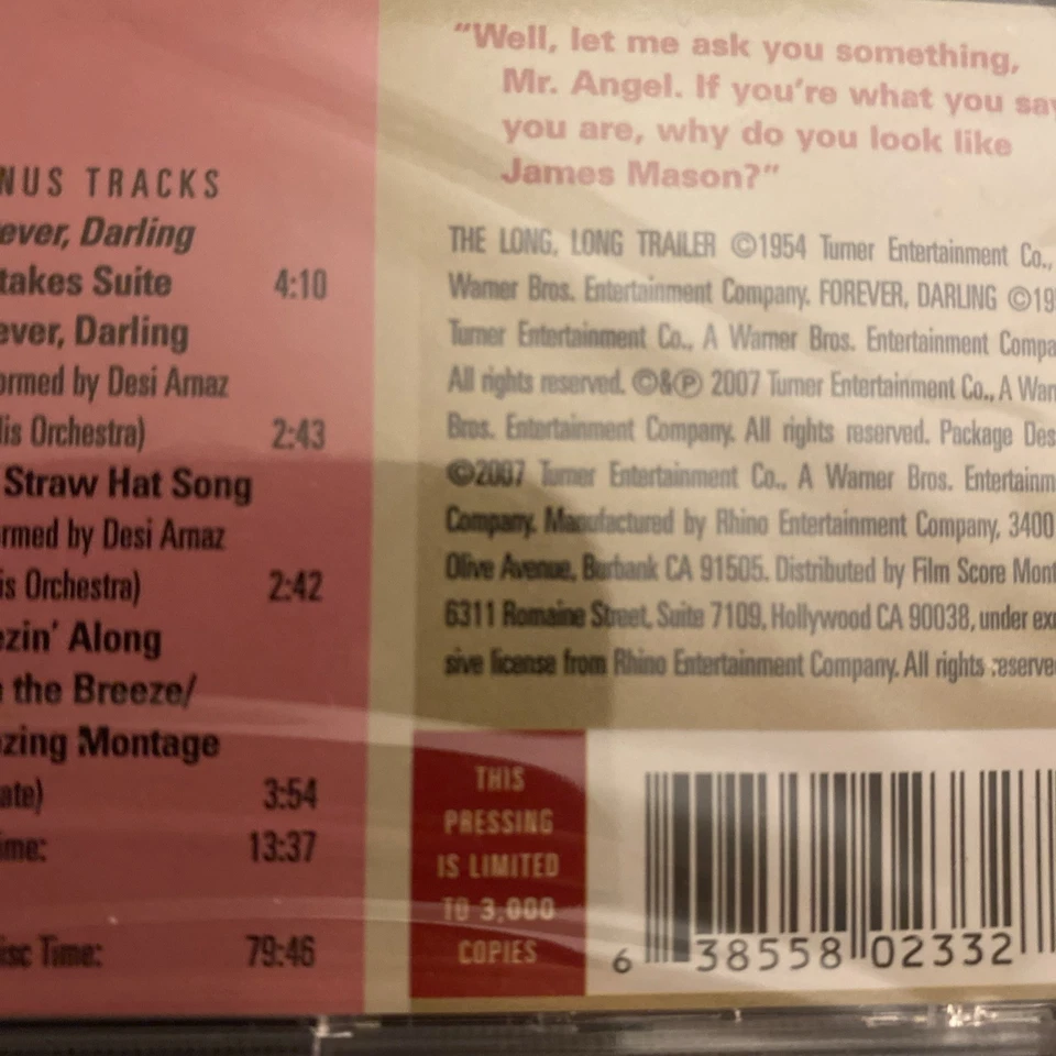 The Long, Long Trailer/Forever, Darling Original FSM Movie Soundtrack CD Sealed - Image 3 of 3