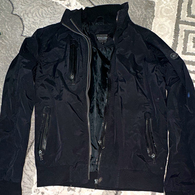 Firetrap Blackseal Herren Jacke schwarz M Collegejacke Polyester kurz Stehkragen