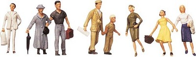 Faller HO Scale Model Figure/Peo?ple Set - Pedestrians Train Passengers #3 8-Pk