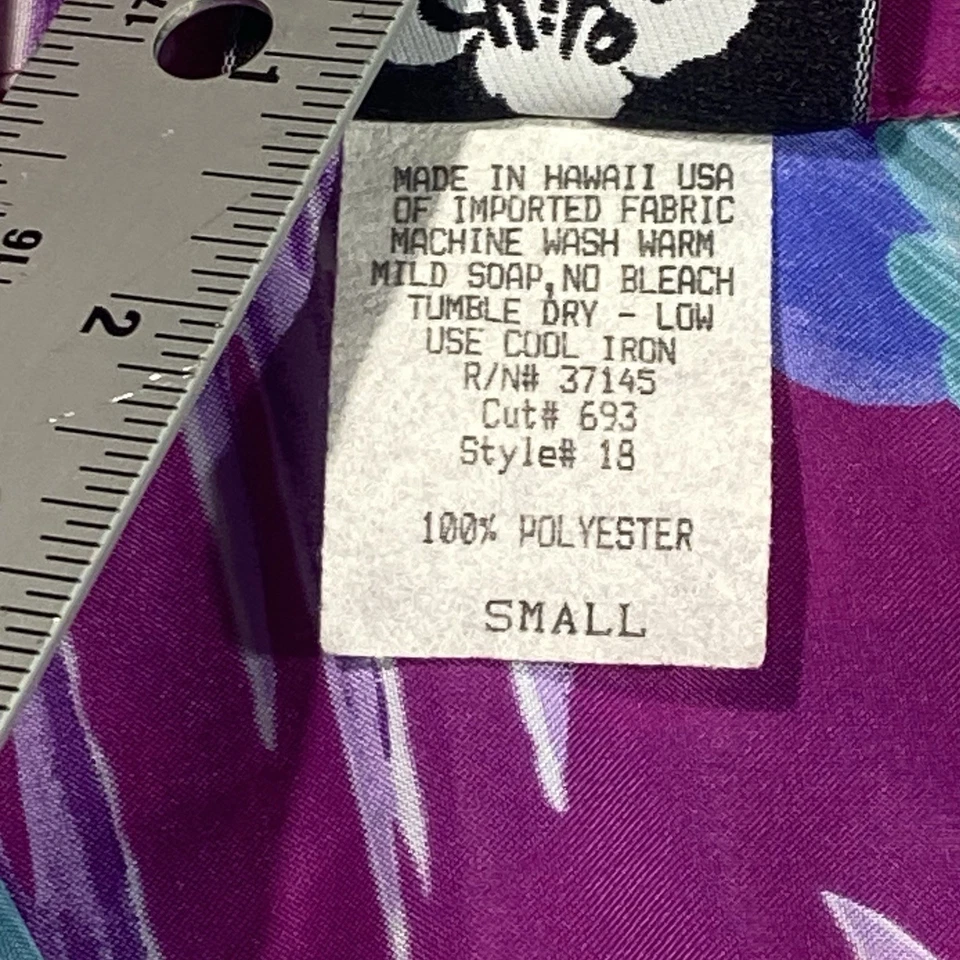 Мужская гавайская рубашка 80-х Hilo Hattie винтажный размер маленький цветочный узор пляж на пуговицах - Изображение 4 из 4