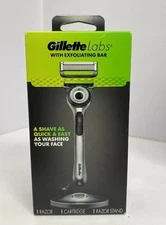 Gillette Labs Razor with Exfoliating Bar with Razor Stand and Cartridge