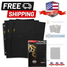 Double-Sided 9-Pocket Pages Holder - 10 Black Pages  Trading Card Binder She...