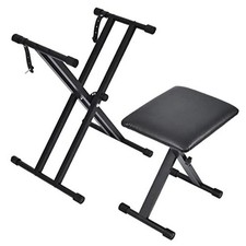 Keyboard Bench Set, 2024 Upgrade Heavy Duty Double-X Keyboard Stand,