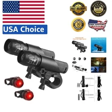 2-Pack Adjustable Focus Bike Light Set - 800 Lumen Front & Rear Safety Lights