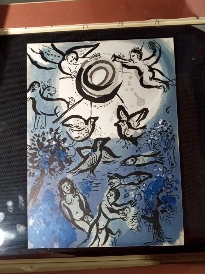 Marc Chagall 原版 1960 石版石版画创作圣经系列 Verve 带框  — 第 2/4 张图片