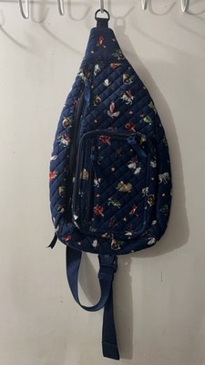Vera Bradley Snow Globe Motifs Navy Quilted Sling Backpack 