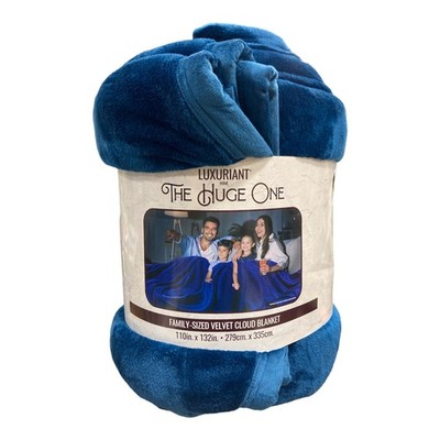Luxuriant Home The Huge One Family-Sized Velvet Cloud Blanket, Navy