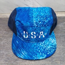 Nike Fly 5 Panel Hat USA Olympic Team Patches Size S/M Dri Fit Blue Running New