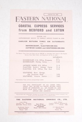 Bus Reisebus Fahrplan Handzettel Eastern National Coastal Express Svcs. 1952 