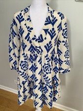 Zara Tiered Short Blue White Dress