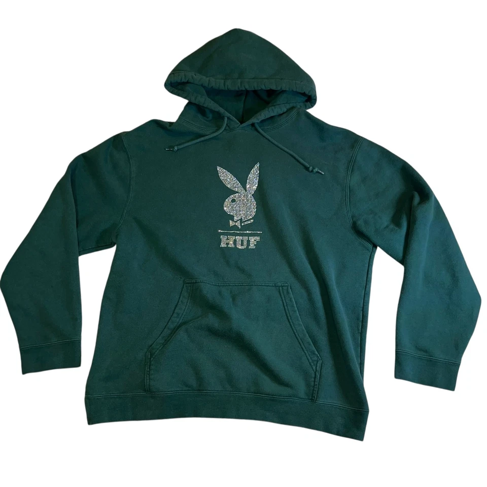 Playboy x Huf Dazzle Green Pullover Hoodie XL Long Sleeve Logo - Image 4 of 4