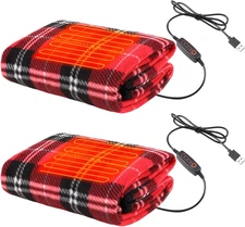 2 Pcs Portable USB Heated Blanket 5V Powered 3 Heat Settings Electric Blanket wi