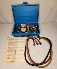 Ritchie Yellow Jacket Test and Charging Manifold Gauges R-12 R-22 R-502 W/Case