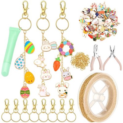 213 Pcs Rabbit Keychain Making Kit Spring Summer Bag Charm Kit Lip Gloss Keyc...