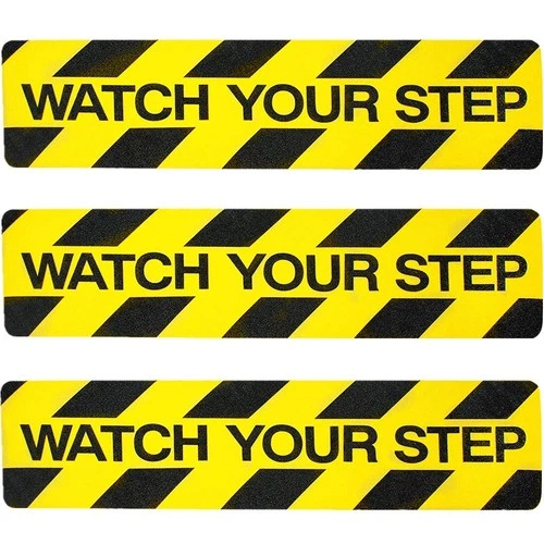 3-Pack Watch Your Step Floor Stickers Anti Slip Abrasive Safety Sign - product listing photo