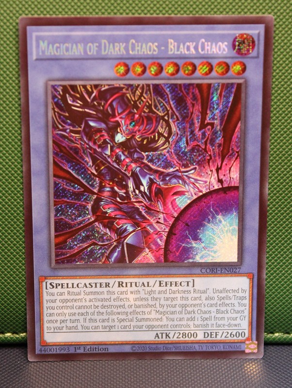 YUGIOH MAGICIAN OF DARK CHAOS - BLACK CHAOS CORI-EN027 CHAOS ORIGINS SECRET RARE