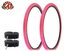 2 ALTA BICYCLE WIRE BEAD 700 x 40c PINK DURABLE TIREs CORDOBA w/60mm TUBES.