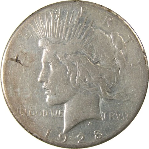 1928 Peace Silver Dollar VG Very Good Details $1 Coin SKU:I25745