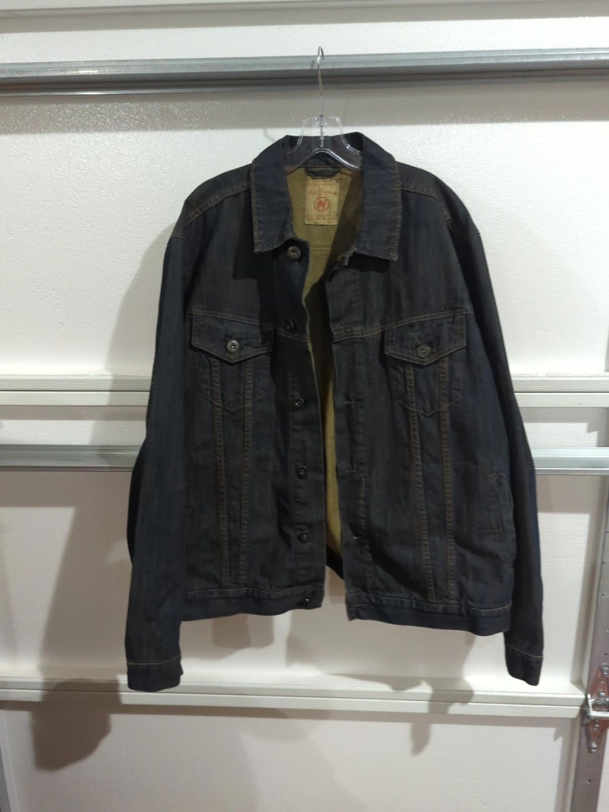 Red Camel Mens Trucker Jacket Blue Denim Dark Wash Buttons Pockets Cotton Sz XXL