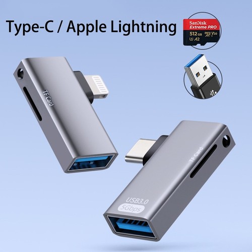 2-in-1 TF/USB3.0 Card Reader for iPhone Type-C -Read U Disk/Hard Drive - 第 3/10 張圖片
