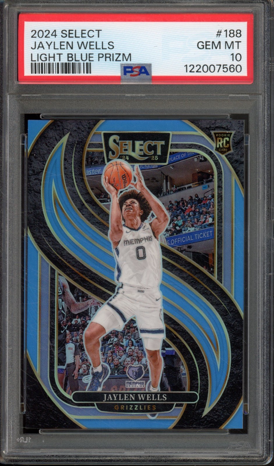 2024-25 Panini Select JAYLEN WELLS #188 RC Rookie Light Blue Prizm /299 PSA 10