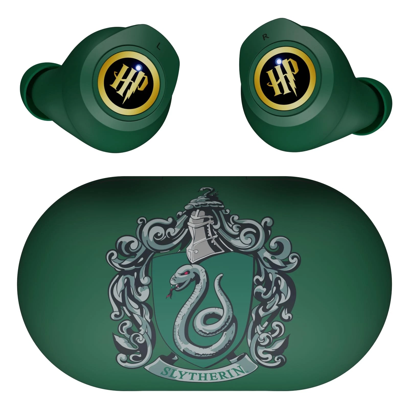 Harry Potter Slytherin Wireless Bluetooth Earbuds with Charging Case, Built-i...