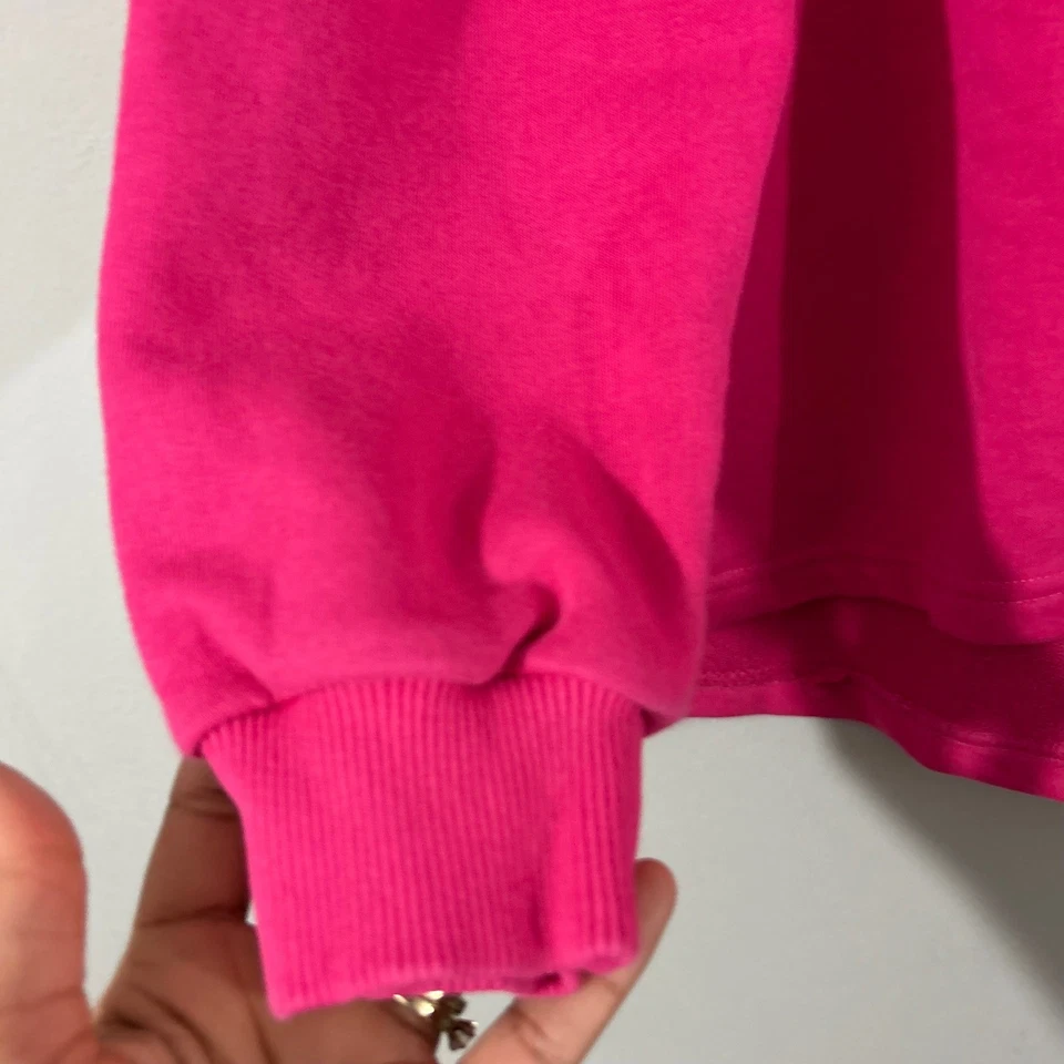 Sudadera Rosa Algodón Orgánico Mezcla Algas Manga Larga Cuello Redondo Foto 3 de 4