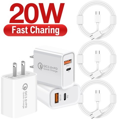 USB+TypeC Wall Charger Type C Cable For Samsung Galaxy S25 S24 S23 S22 S21 Ultra