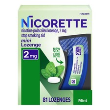 Nicorette Mini Nicotine Lozenges 2mg, Quit Smoking Aid, Mint, 81 Count