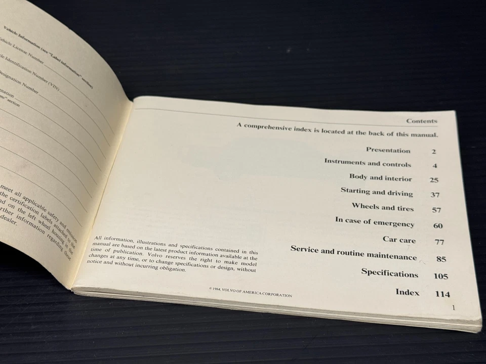 1985 Volvo 740 GL GLE TURBO Owner's Manual OEM Original Foto 4 de 4