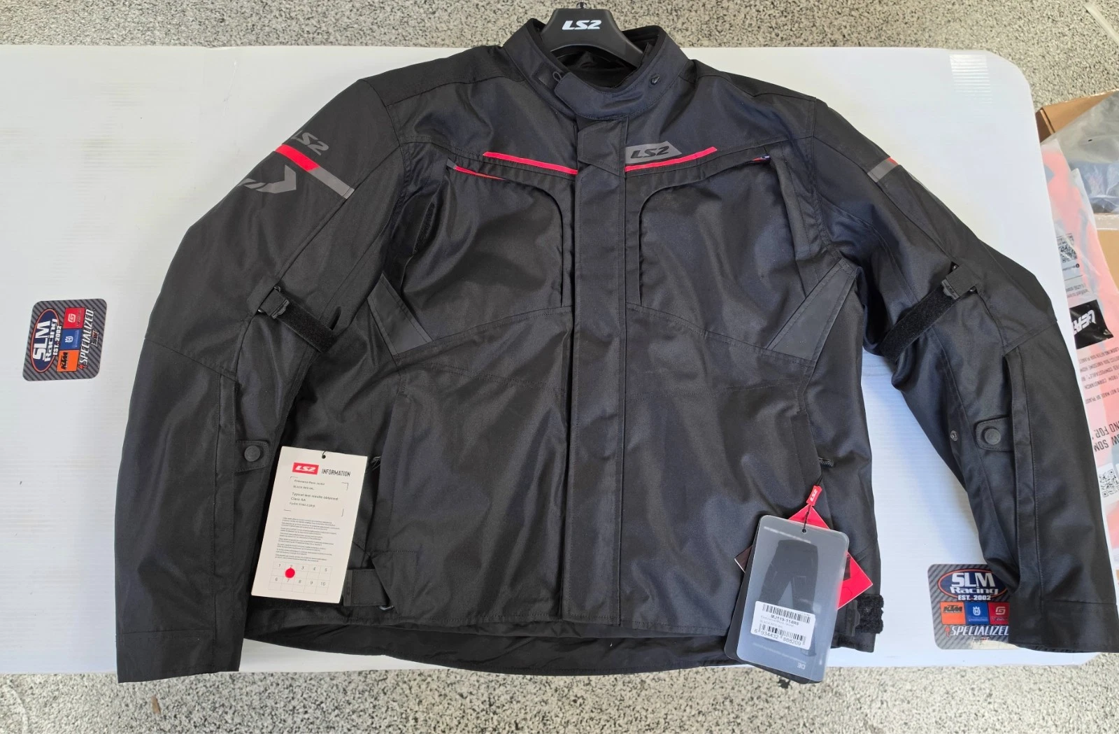 Open Box LS2 Mens Endurance Jacket BLACK/RED Size 4XL #MJ119-114R8