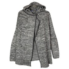 Lululemon Hooded Wrap Cardigan Sweater Women's Grey Marled Knit Drawstring 8