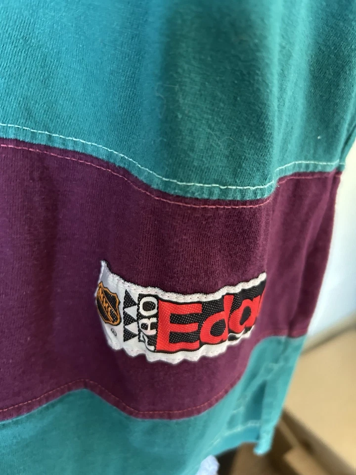 Suéter Jersey De Colección Raro EDGE XL Mighty Ducks Anaheim Hockey Algodón Ropa de Entrenamiento Foto 4 de 4