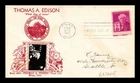 DR JIM STAMPS US COVER THOMAS EDISON FDC SCOTT 945 CROSBY PHOTO CACHET