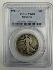 1917-D 50c Walking Liberty Half Dollar Denver Obverse Very Good PCGS VG 8