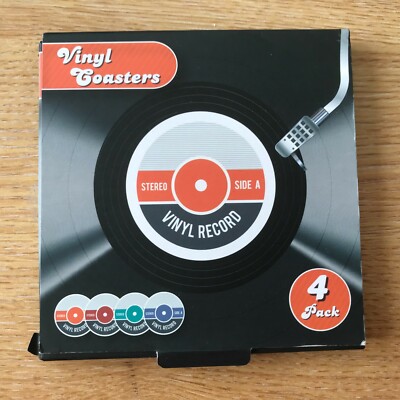 4er Set, Vinyl Schallplatten Untersetzer - Nostalgischer Retro-Stil