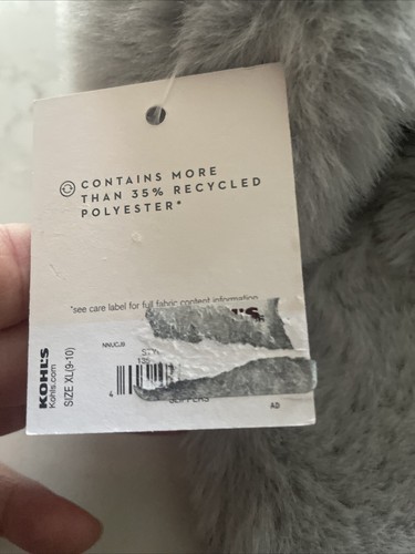 Neu mit Etikett Lauren Conrad LC X Band Kunstfell-Pantoletten Hausschuhe grau Größe XL 9/10 kuschelig - Bild 5 von 6