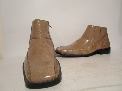 Roberto Chillini Mens 84567 Casual Dress Side Zip Ankle Boots Taupe Szs 10.5 11