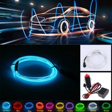 2M Ice Blue Car LED EL Wire Light Strip Interior Atmosphere Glow Neon Lamp Decor