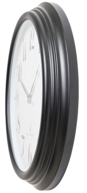 Radio Controlled Outdoor Garden Wall Clock Black Round