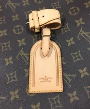 Louis Vuitton ID Name Tag w/ Strap Poignet Set Restored Leather Large France