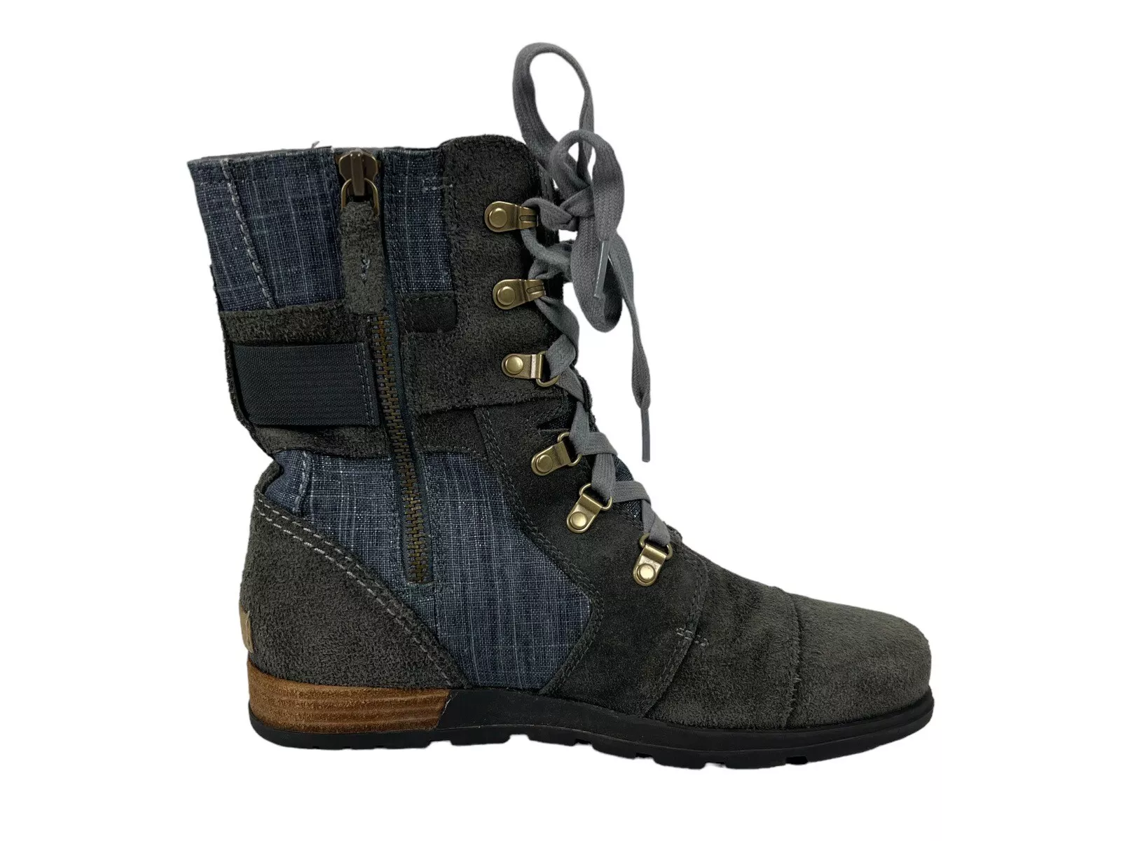 sorel major carly comfort outdoor leather suede high blue denim 