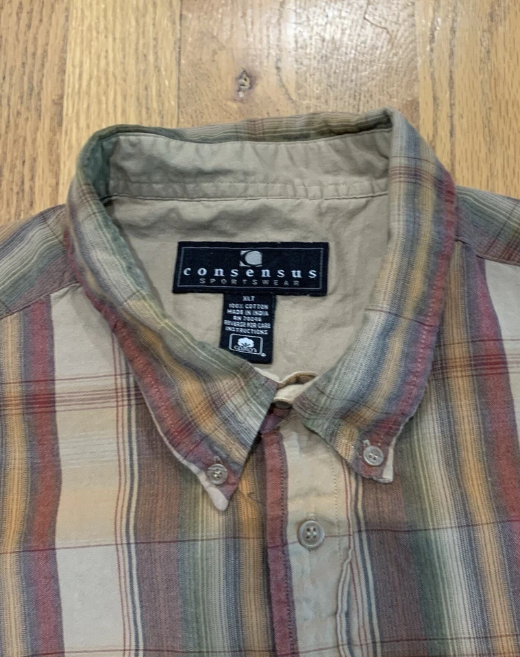 Consensus Sportswear Button Up Shirt Mens XLT Plaid Long Sleeve Big & Tall - Image 4 of 4