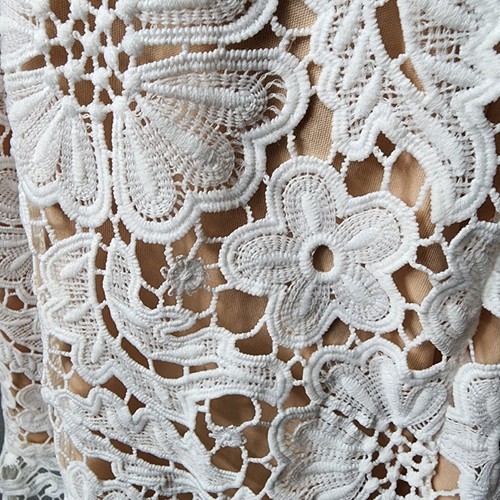 Altar'd State Off-White Floral Lace High Neck Feminine Romantic Boho Dress - Picture 6 of 13