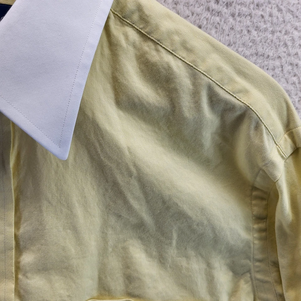 Camisa de Vestir Oxford Paul Frederick Años 80 Dos Capas Algodón Pinpoint XL 16.5 37 Amarilla Foto 4 de 4